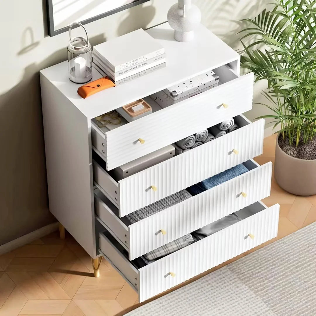 White 4 Drawer Dresser Set of 2 D708