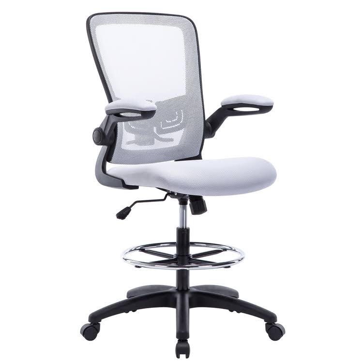 White/Black Mesh Drafting Chair K1173