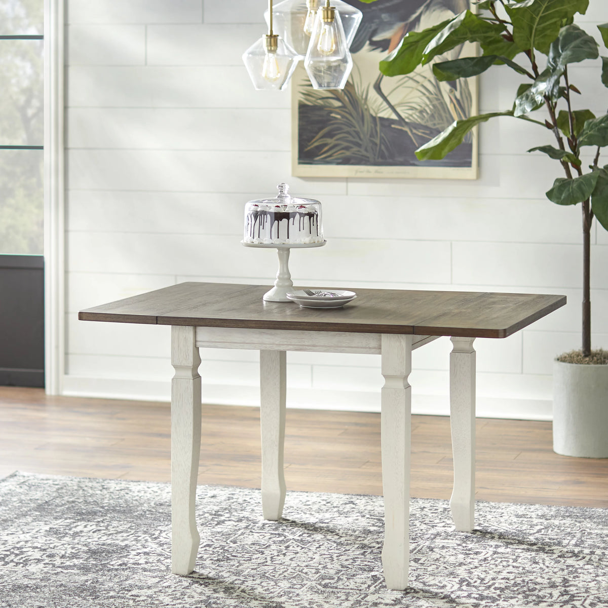 50 x 36 x 30 Walnut Antique White Square Dining Table G705
