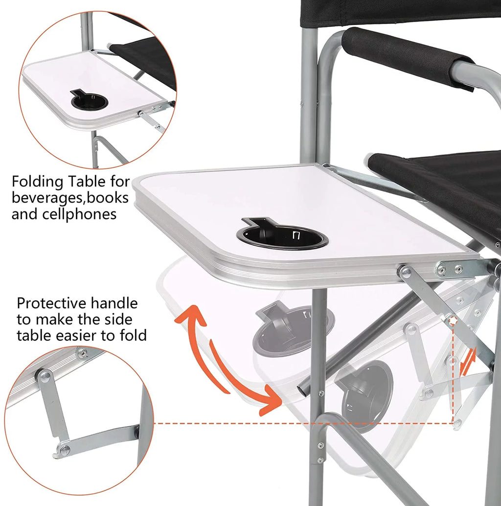 26" Tall Folding Directors Chair with Side Table T1262