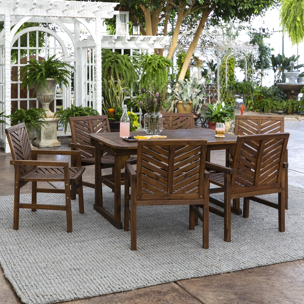 Dark Brown 7-Piece Wood Outdoor Patio Dining Set G5897