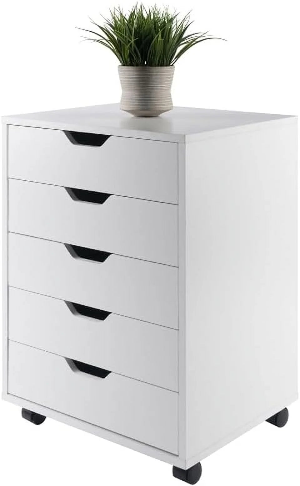 White 5 Drawer Wood File Cabinet C117