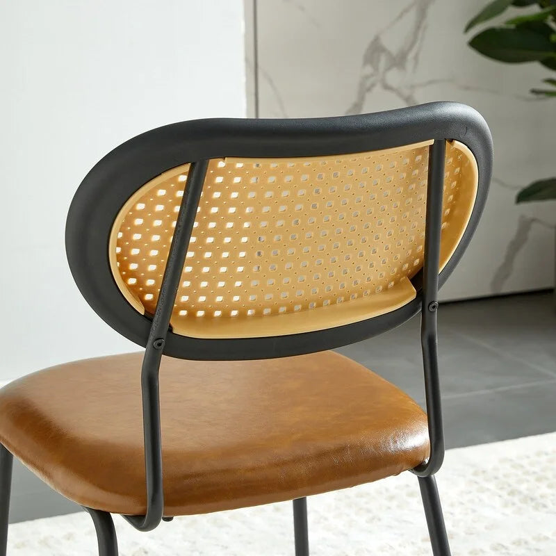 Boho Rattan Dining Chairs Set Of 2 Upholstered Brown C5683