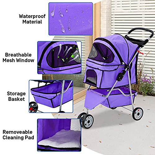Pink 3 Wheels Pet Stroller T706