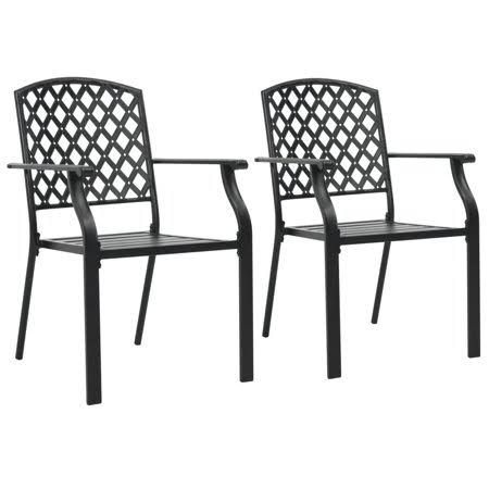 2 Pcs Black Stackable Patio Bistro Set J634946