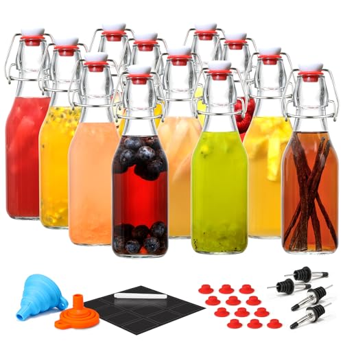 8 Pack 8.5oz Flip Top Glass Bottles L9407