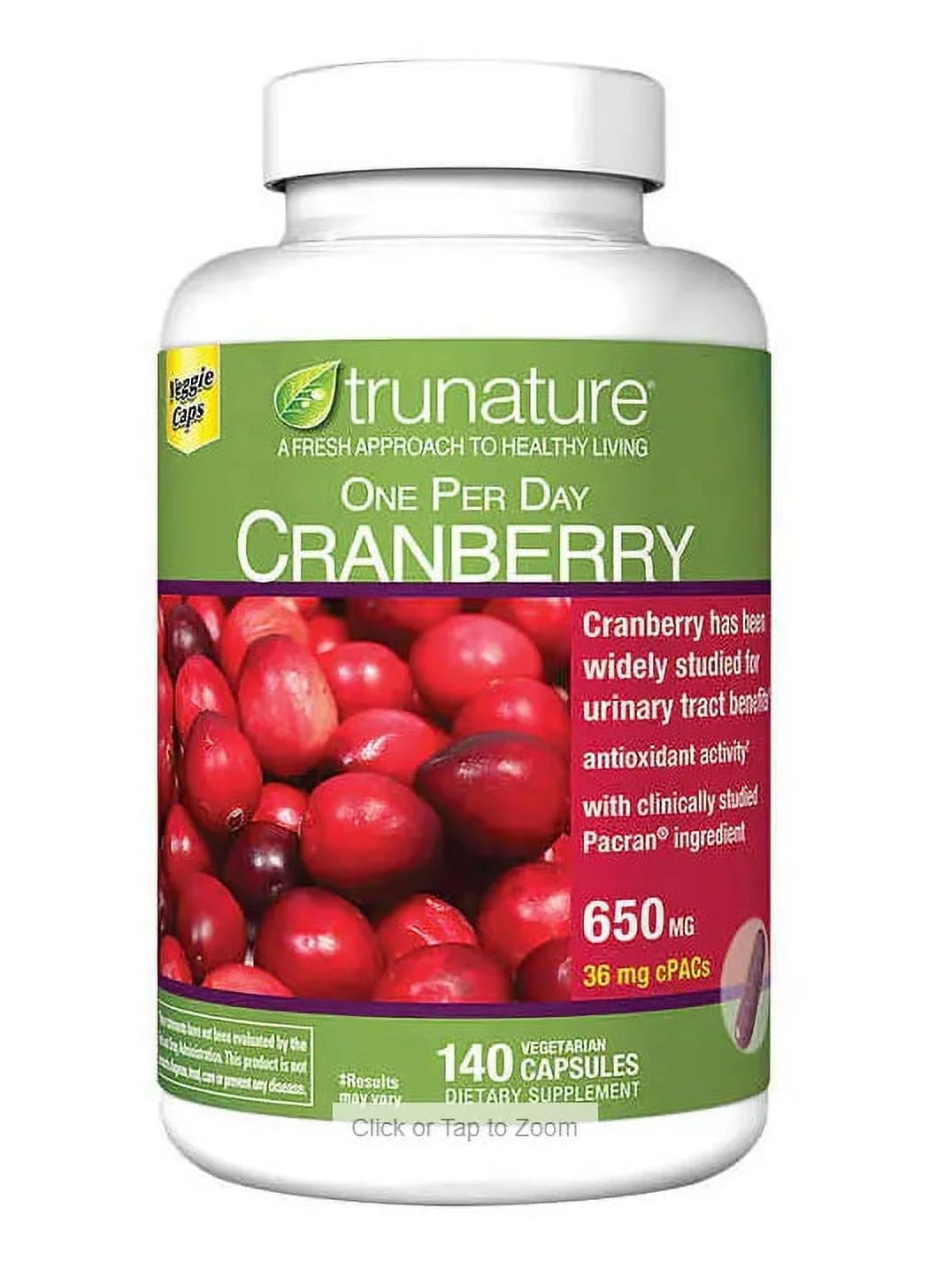 2 Packs Cranberry 650 Mg., 140 Vegetarian Capsules H102
