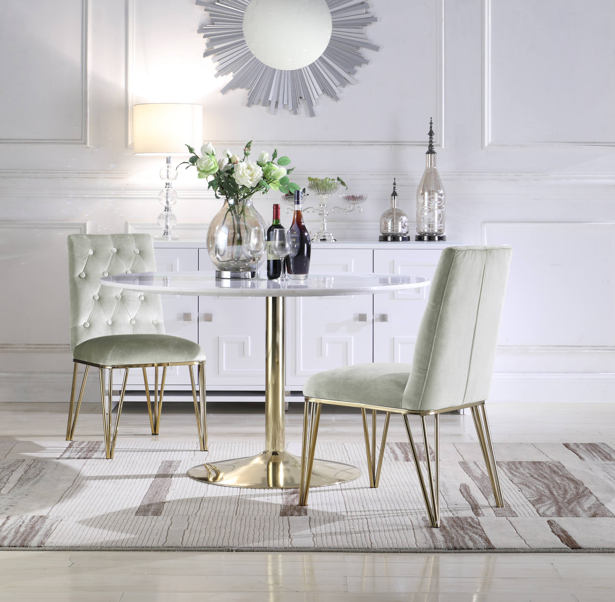 Navy Velvet Tufted Dining Chair Set of 2 P835153