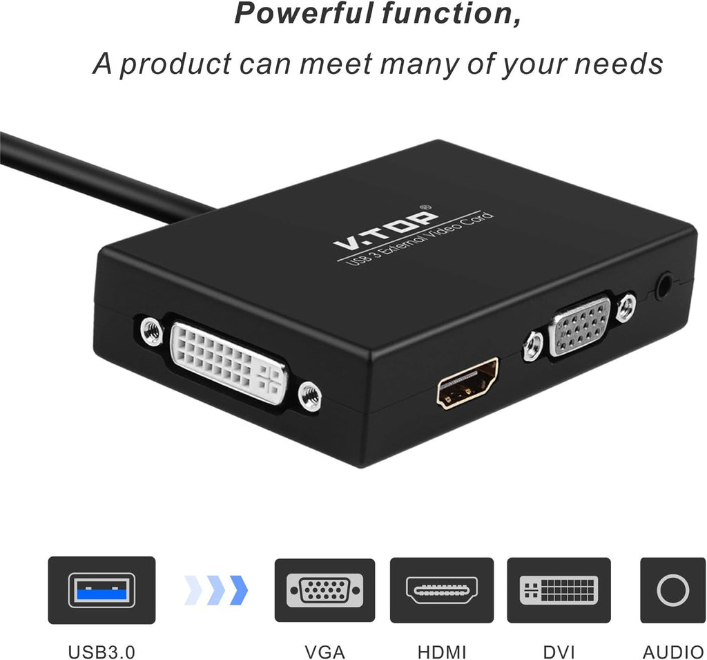 USB 3.0 to HDMI-DVI-VGA Video Graphics Card Adapter V800955