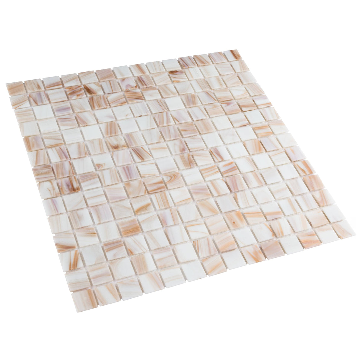 Fused Glass Mosaic Wall Tile, 12 inch x 12 inch, Brown/Tan/White/Copper X498