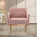 Pink Velvet Accent Chair with Metal Legs Q426