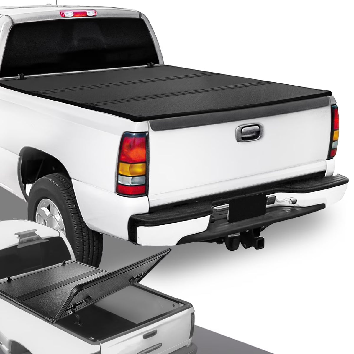 Hard Solid Tri-Fold Tonneau Cover for Chevy Silverado GMC Sierra 8Ft Long Bed S77128