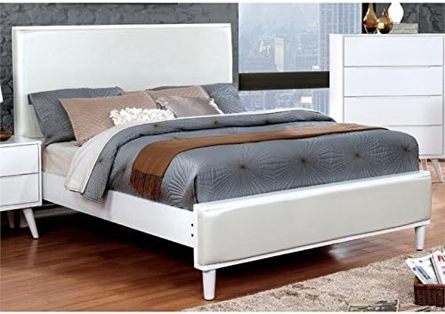 Faux Leather King Panel Bed in White X864