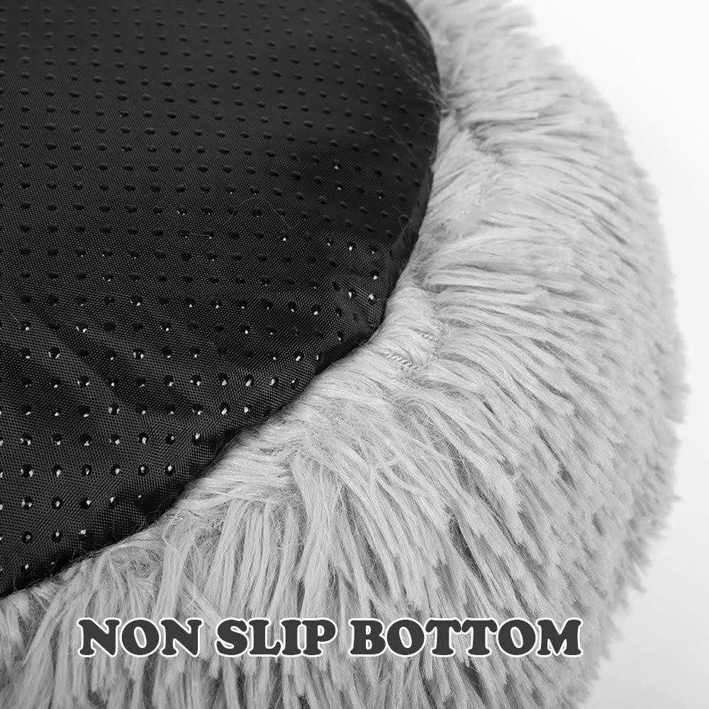 Round Plush Donut Pet Bed Warm Fur Cushion B2504