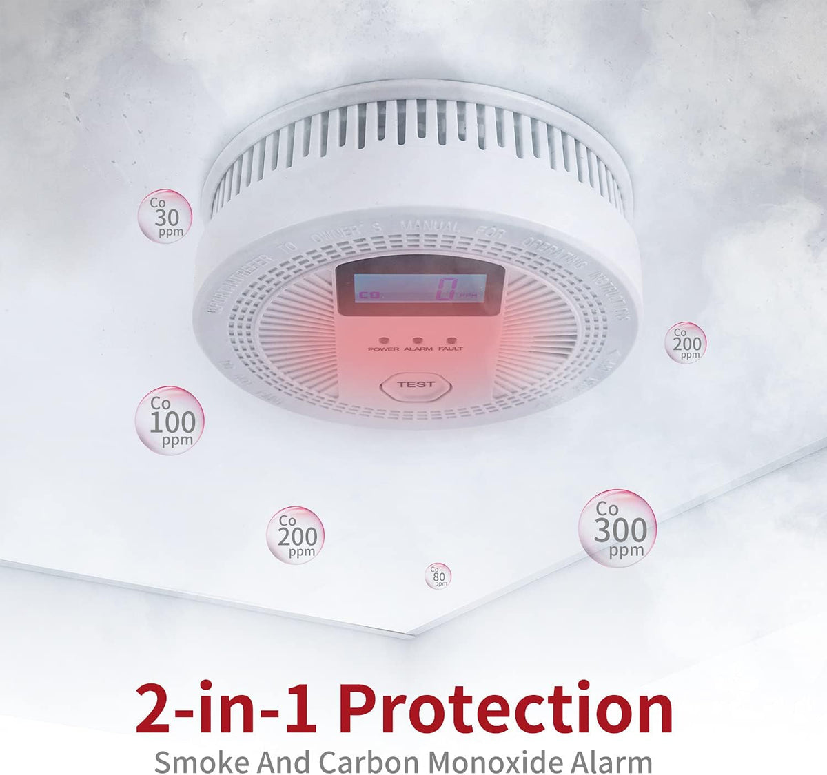 3 Pack Smoke and Carbon Monoxide Detector with LCD Display V62540