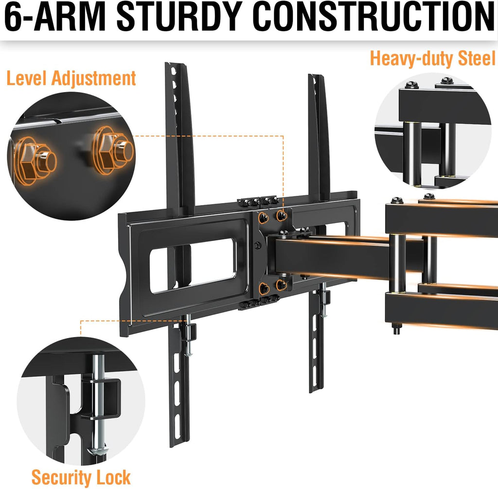 TV Wall Mount for 37-75 Inch Flat Screen TVs, Swivel and Tilt Full Motion, Max VESA 600x400mm, 99 lbs, Pack of 2 T69731