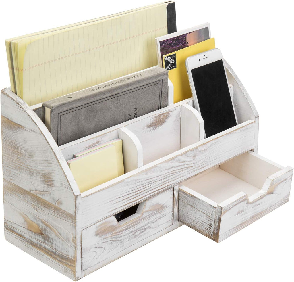 Black Wood Desktop Organizer with 2 Storage Drawers, Pack of 2 Z72333