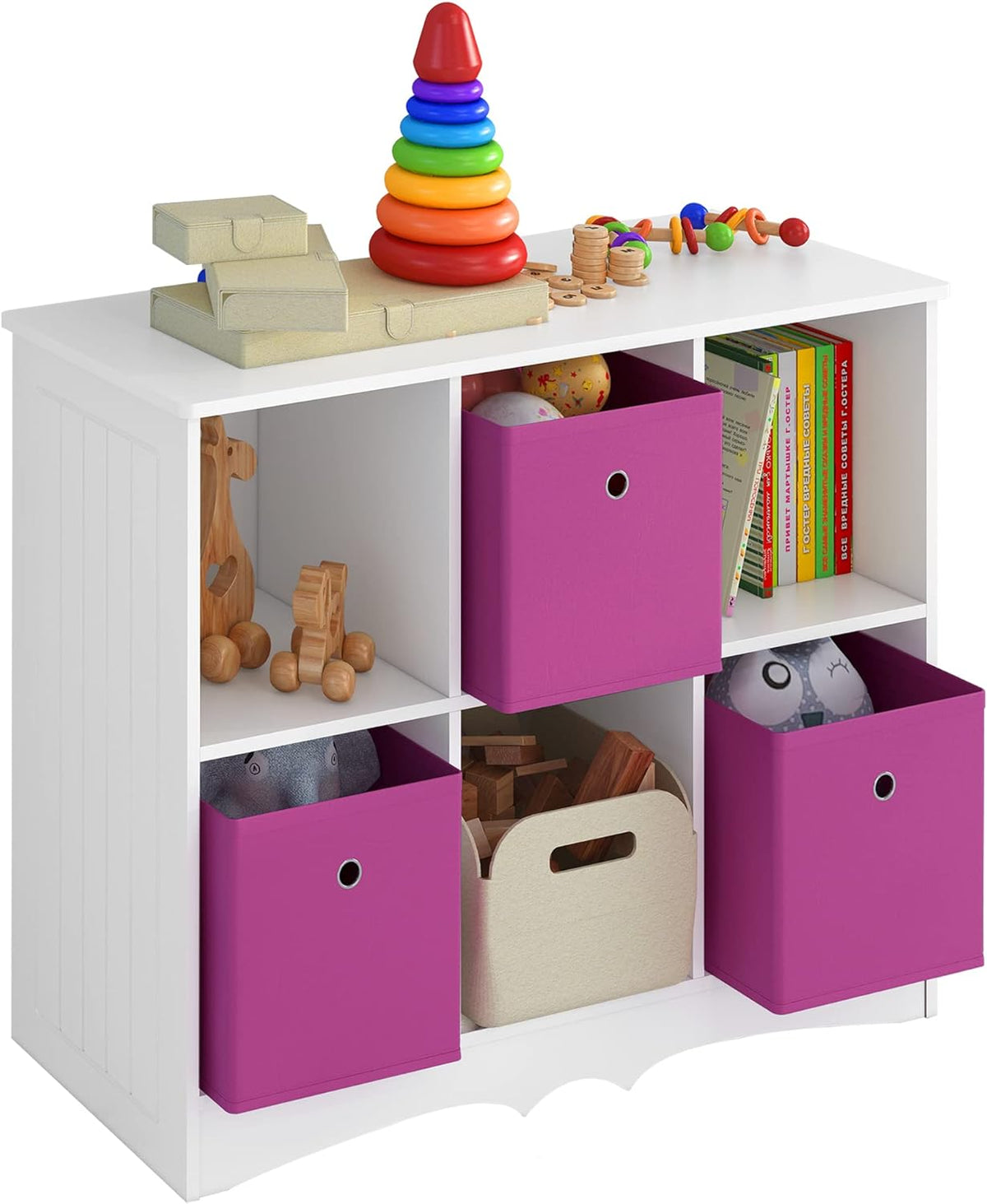 Kids Toy Storage Cubby, Bookshelf with 6 Storage Drawers T622