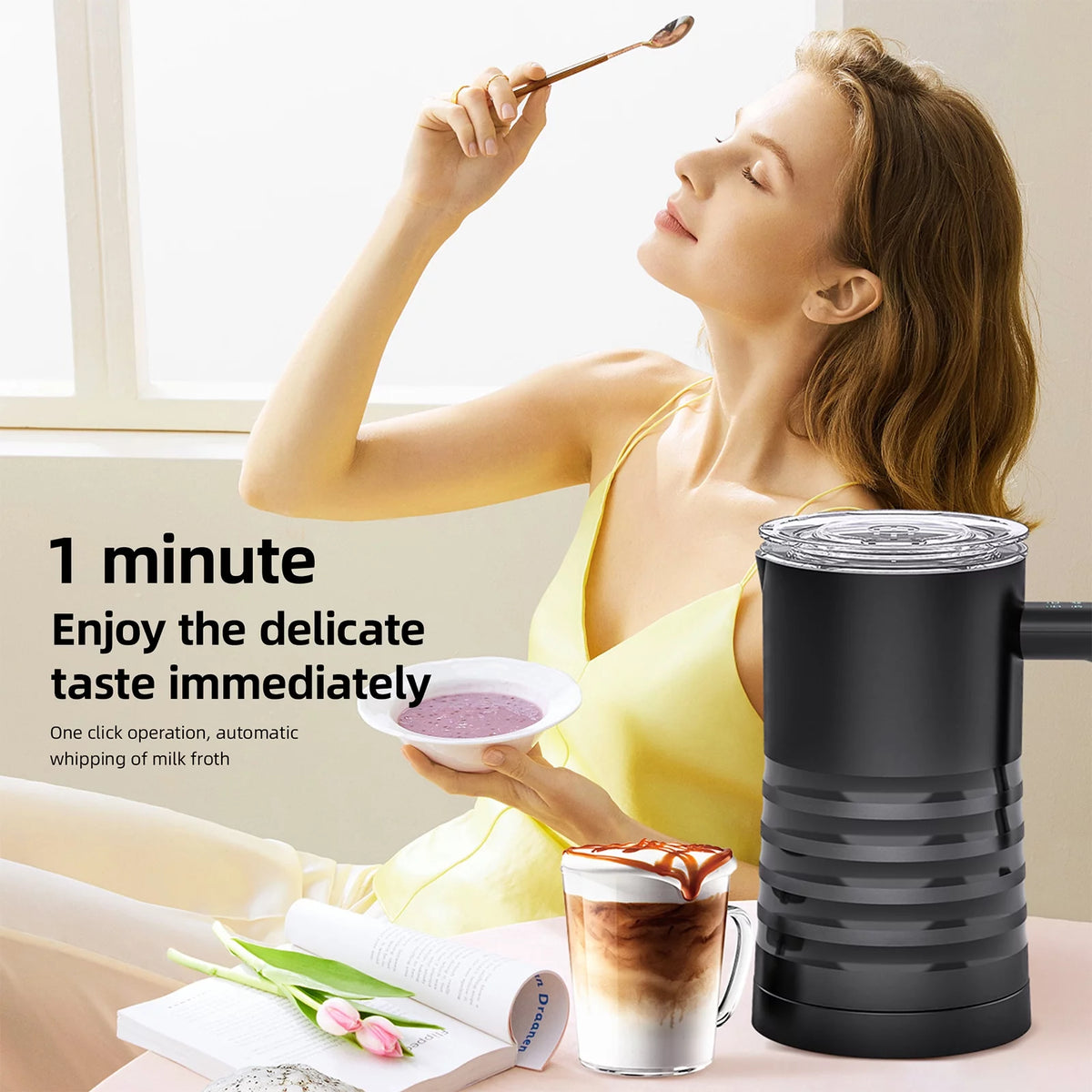 Electric Milk Frother and Steamer 4 in 1 580ml Stainless Steel L5676