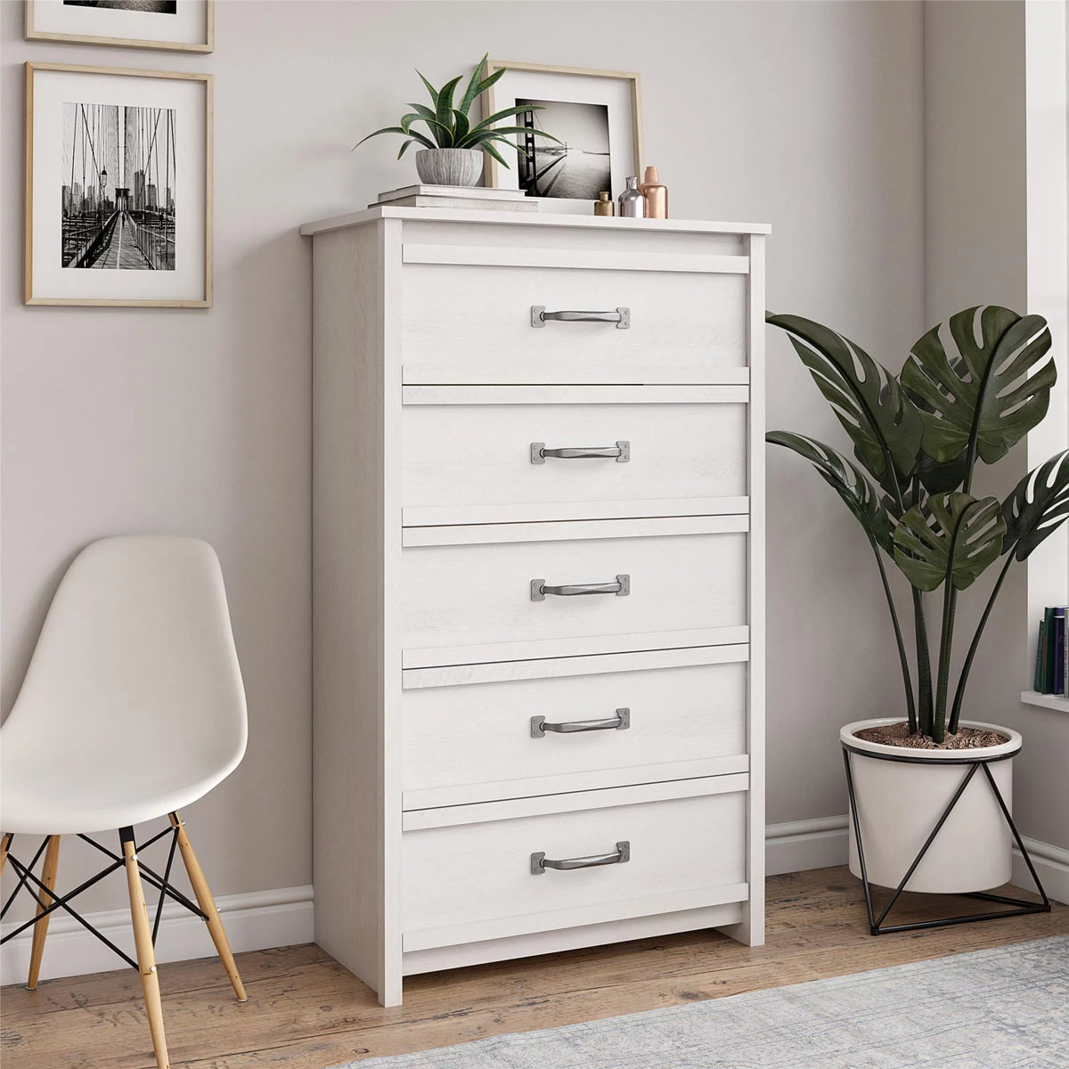 5 Drawer Ivory Oak Dresser E613426