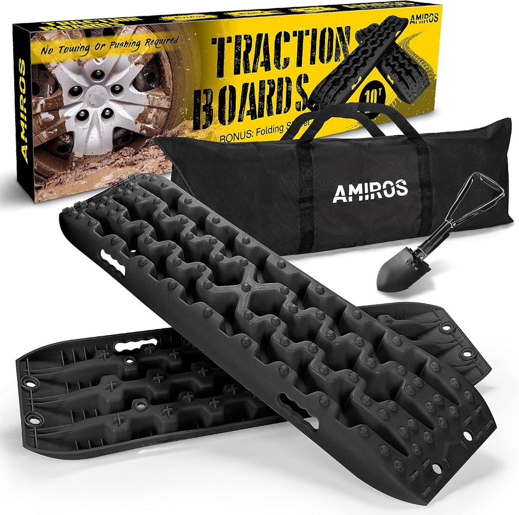 Traction Board with Folding Shovel, 10T Capacity, Set of 2 Tracks with Trowel & Travel Bag G8597