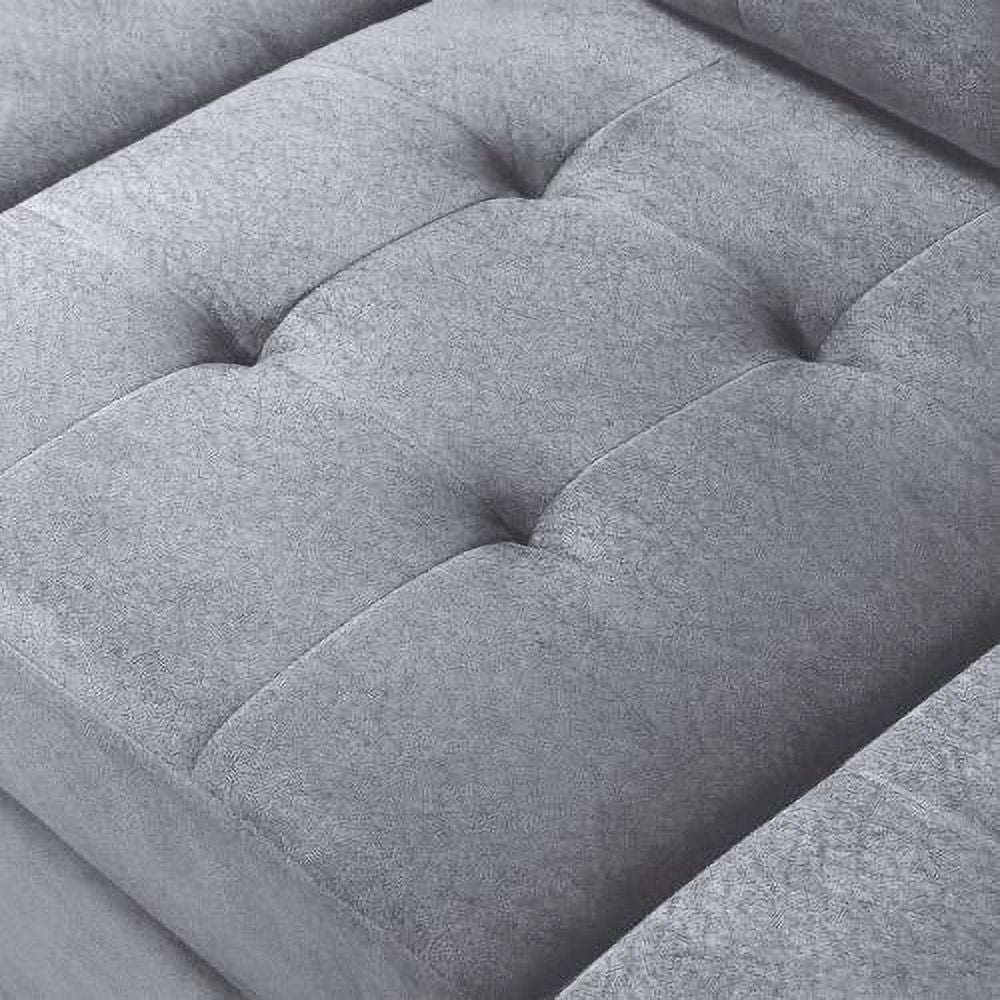 3 Piece Microfiber Sectional Sofa with Reversible Chaise Lounge Storage Ottoman and Cup Holders I516