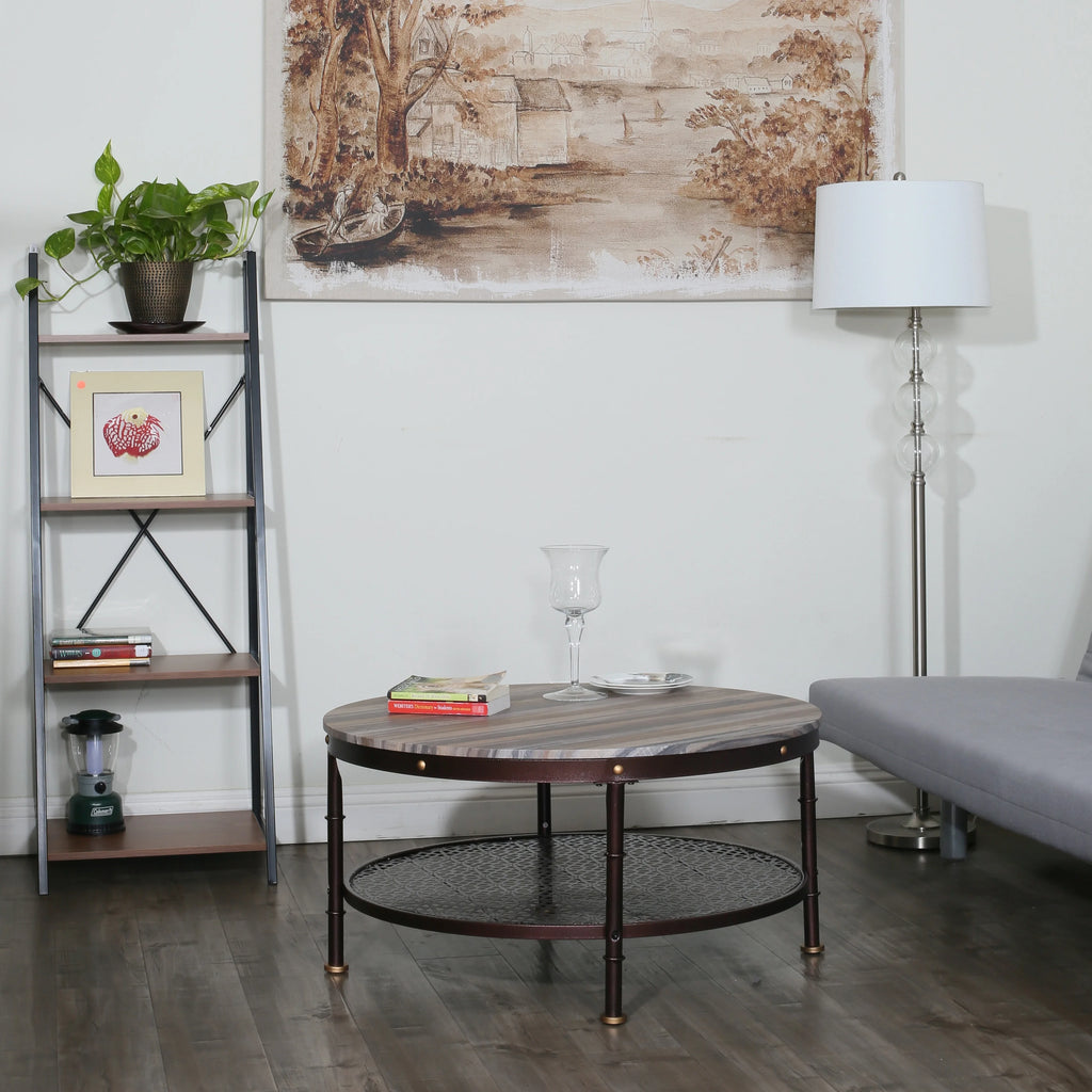 Round Wood and Metal Coffee Table 36 in P2989