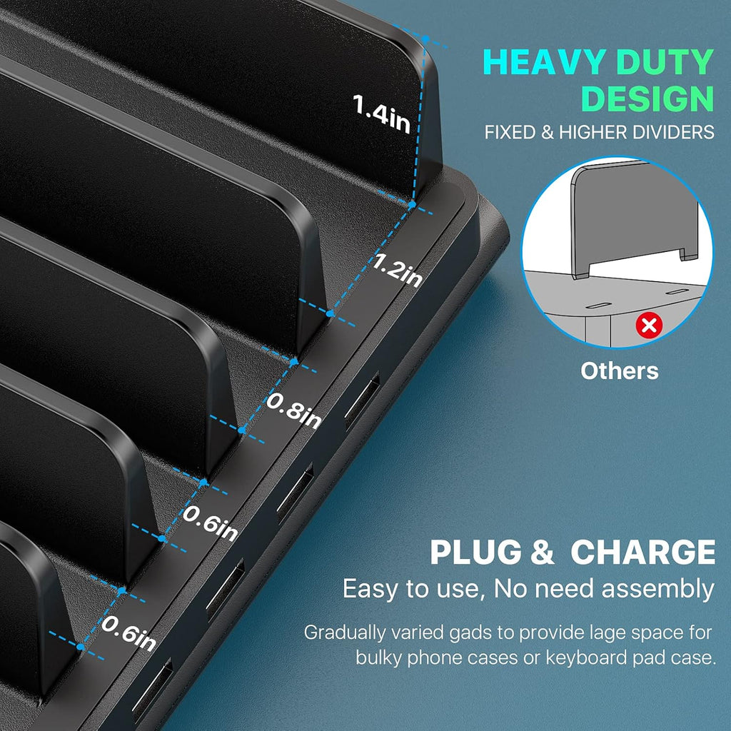 60W 12A 6 USB Ports Charging Station with Mixed Cables, Pack of 2 O670