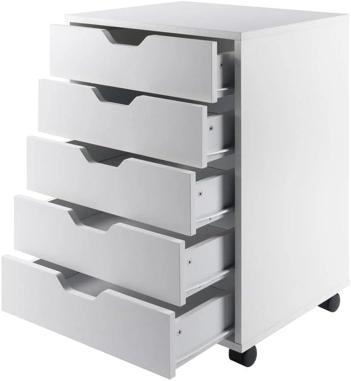 White 5 Drawer Wood File Cabinet C117