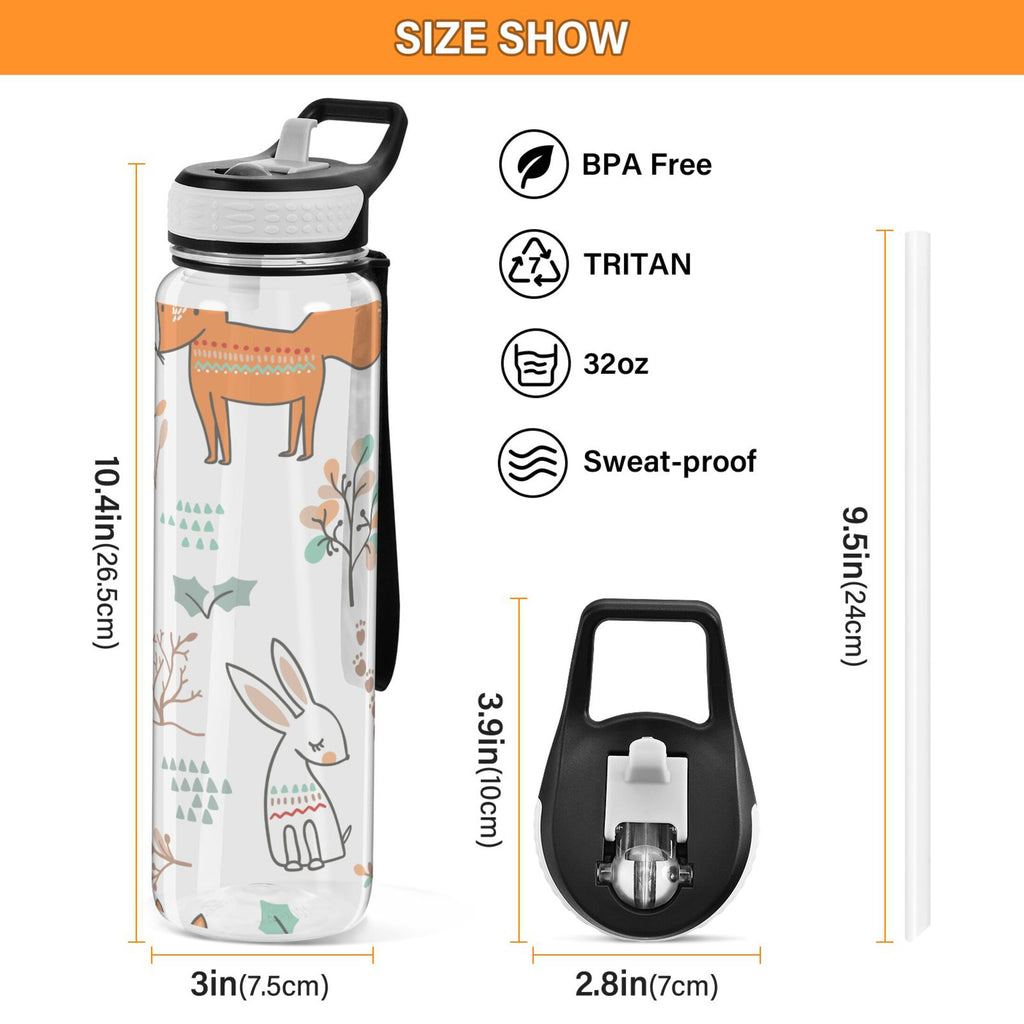 32oz Tritan Leakproof Clear Water Bottle with Straw Q9996