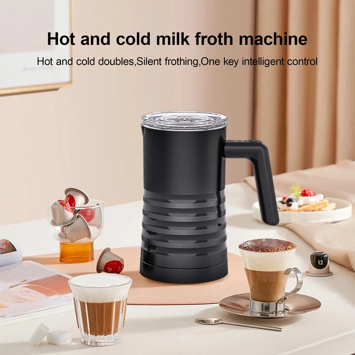 Electric Milk Frother and Steamer 4 in 1 580ml Stainless Steel L5676