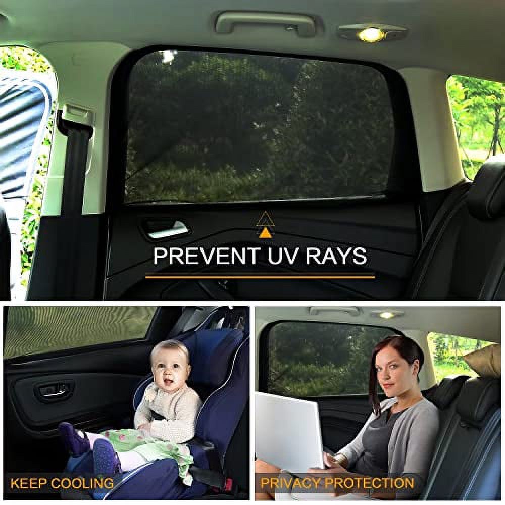 2Pack Large Size 42" to 53" Car Window Sunshades with Breathable Mesh Side Window Screen D4471