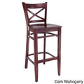 Walnut Cross Back Bar Stool with Wood Seat P8103