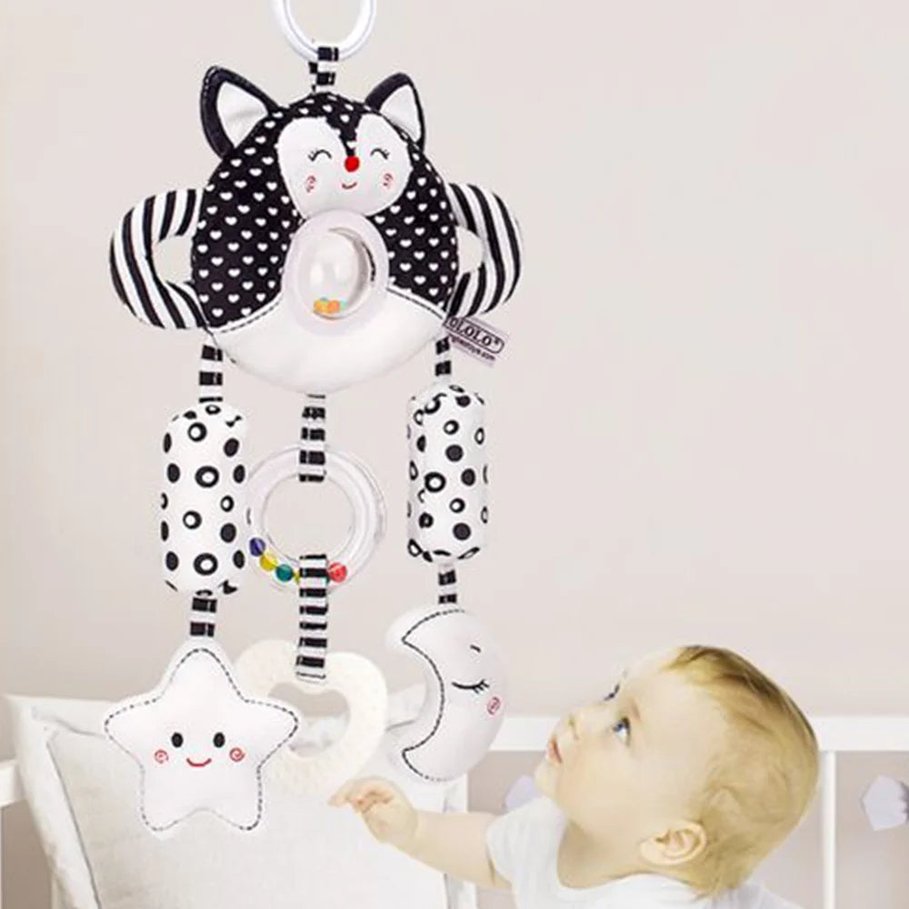 High Contrast Black and White Soft Plush Baby Rattle Toys G8980