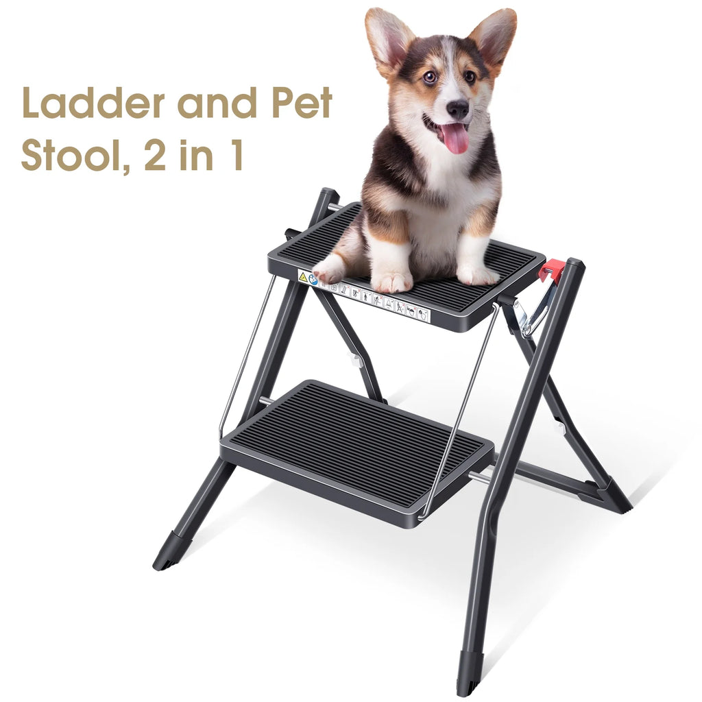 2 Step Folding Non-Slip Ladder 330Lbs Capacity Q9888