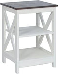 Modern Farmhouse Wood End Table with 3-Tier Vintage White R5741