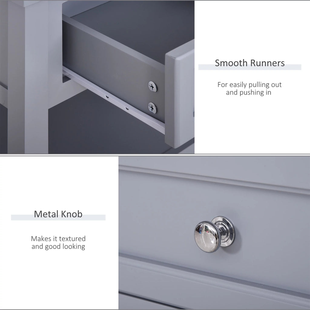 Accent End Table with Gray Tabletop, Storage Drawer, and Bottom Shelf B388