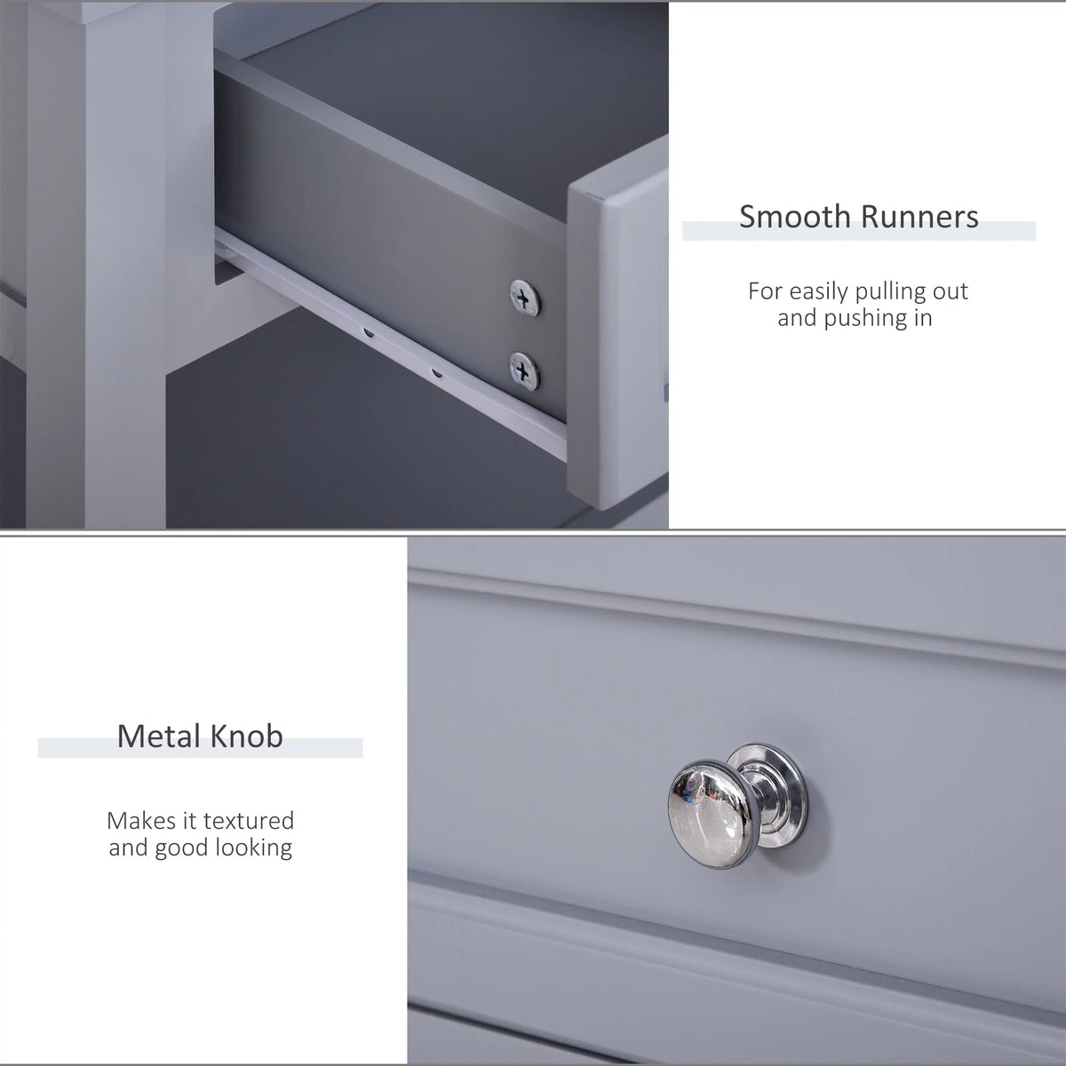 Accent End Table with Gray Tabletop, Storage Drawer, and Bottom Shelf B388