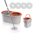 4 Reusable Microfiber Mop Heads Mop and Bucket with Wringer Set V1902