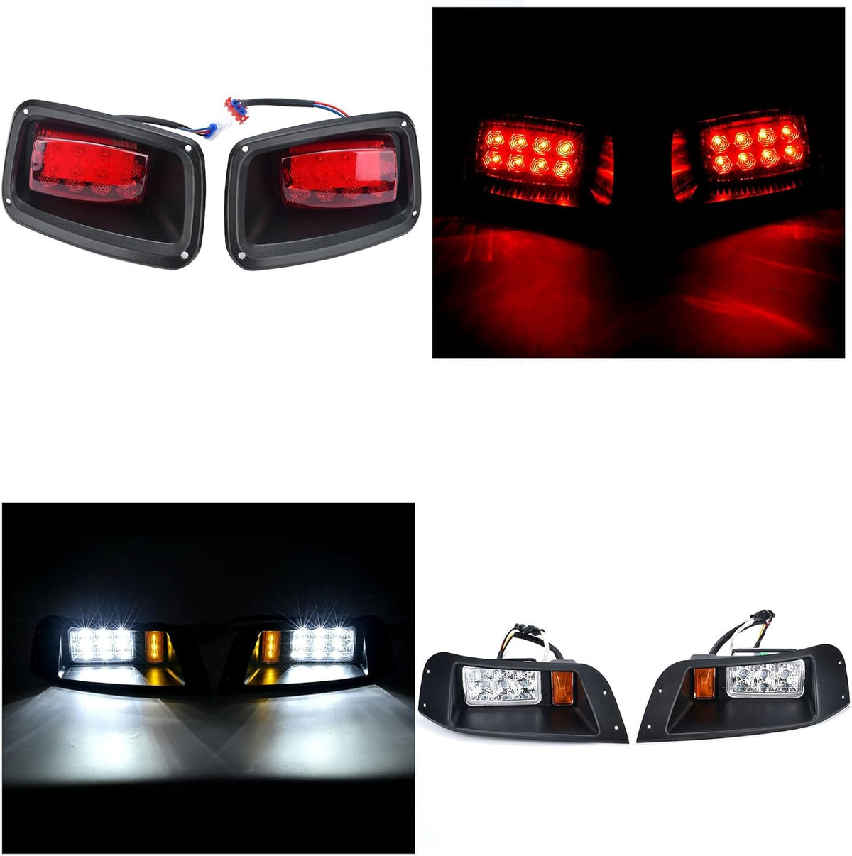 LED Headlight Tail Light Kit 12V with Turn Signal Wire Harness for Gas and Electric Golf Carts W10749