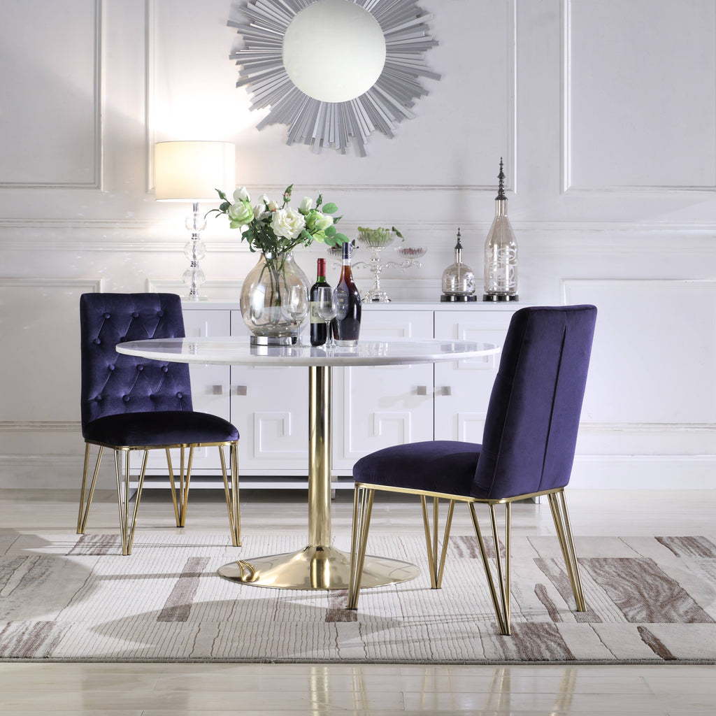 Navy Velvet Tufted Dining Chair Set of 2 P835153