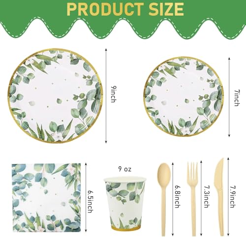 350 Pcs Sage Green Disposable Paper Dinnerware Set E513