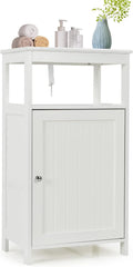 White Bathroom Floor Cabinet with Adjustable Shelf M269495
