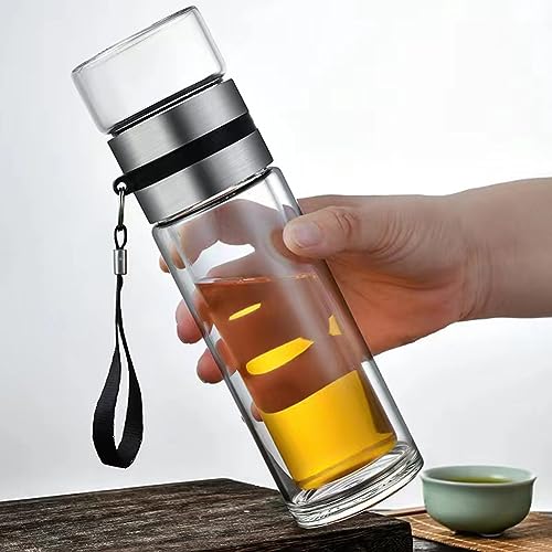Glass Tea Infuser Bottle Double Wall 15oz Q69785