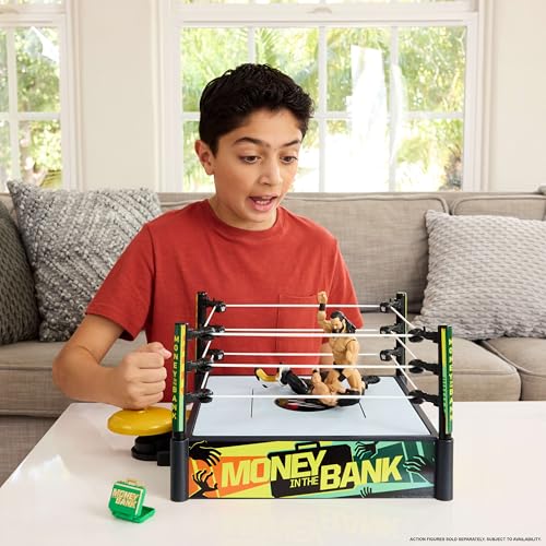 WWE Money in The Bank Cash-in Ring Playset with Launcher Crane, Ladders & Briefcase N6432