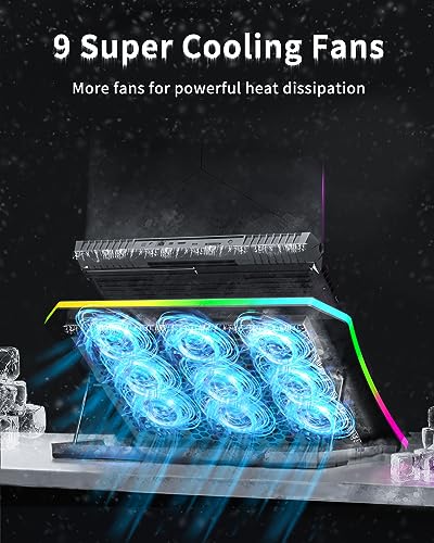 9 Quiet RGB Fans Cooling Pad for 15.6-17.3 Inch Laptops with 2 USB Ports Q465457