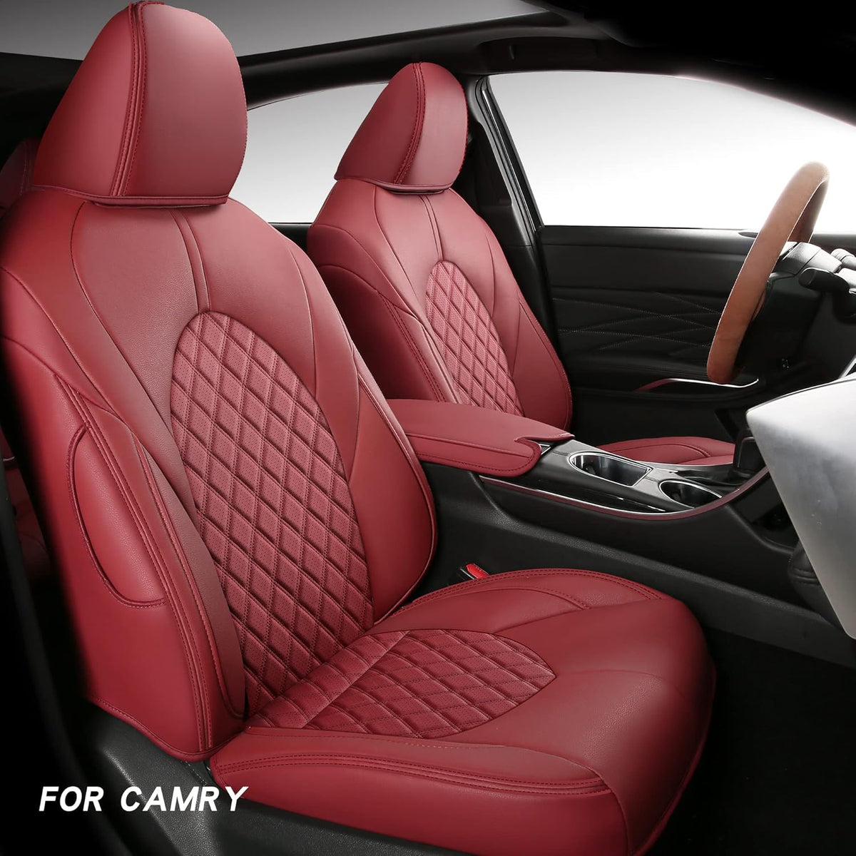 Full Coverage Faux Leather Car Seat Covers Full Set Black K982265