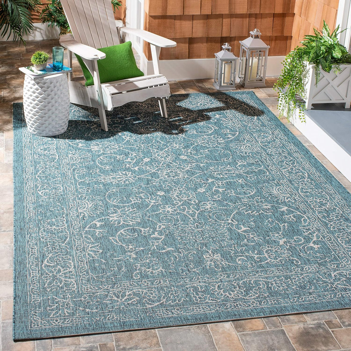 6'7" x 9'6" Turquoise Area Rug Z265