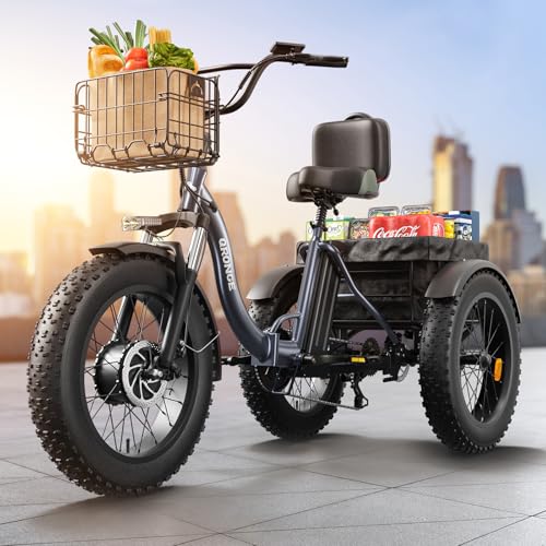 Electric Tricycle 20" Fat Tire 3 Wheel Folding with Large Rear Basket W100