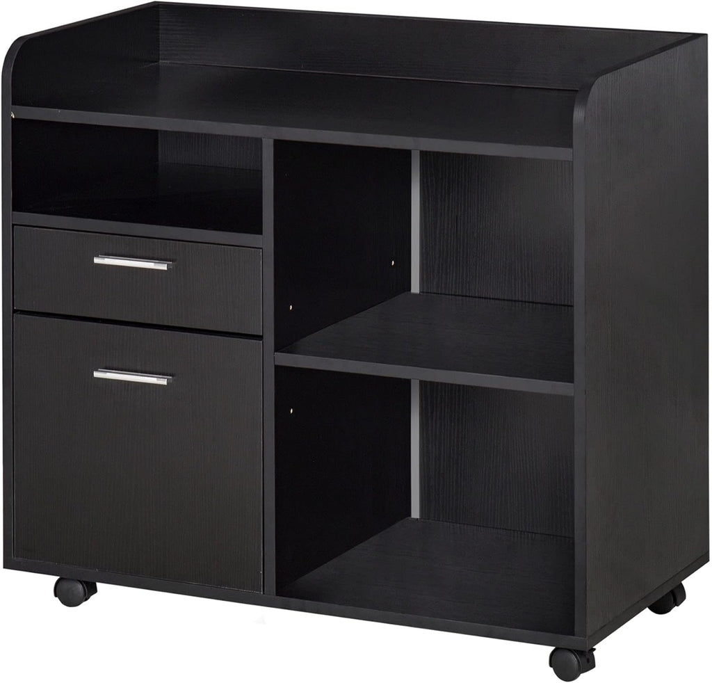 White Mobile Filing Cabinet with 2 Drawers and 3 Shelves J19618